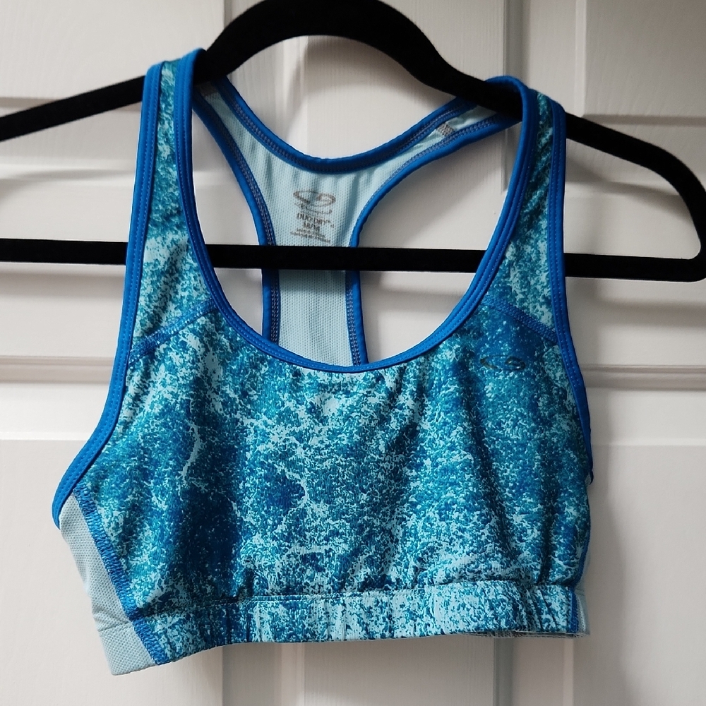 Blue Patterned Sports Bra